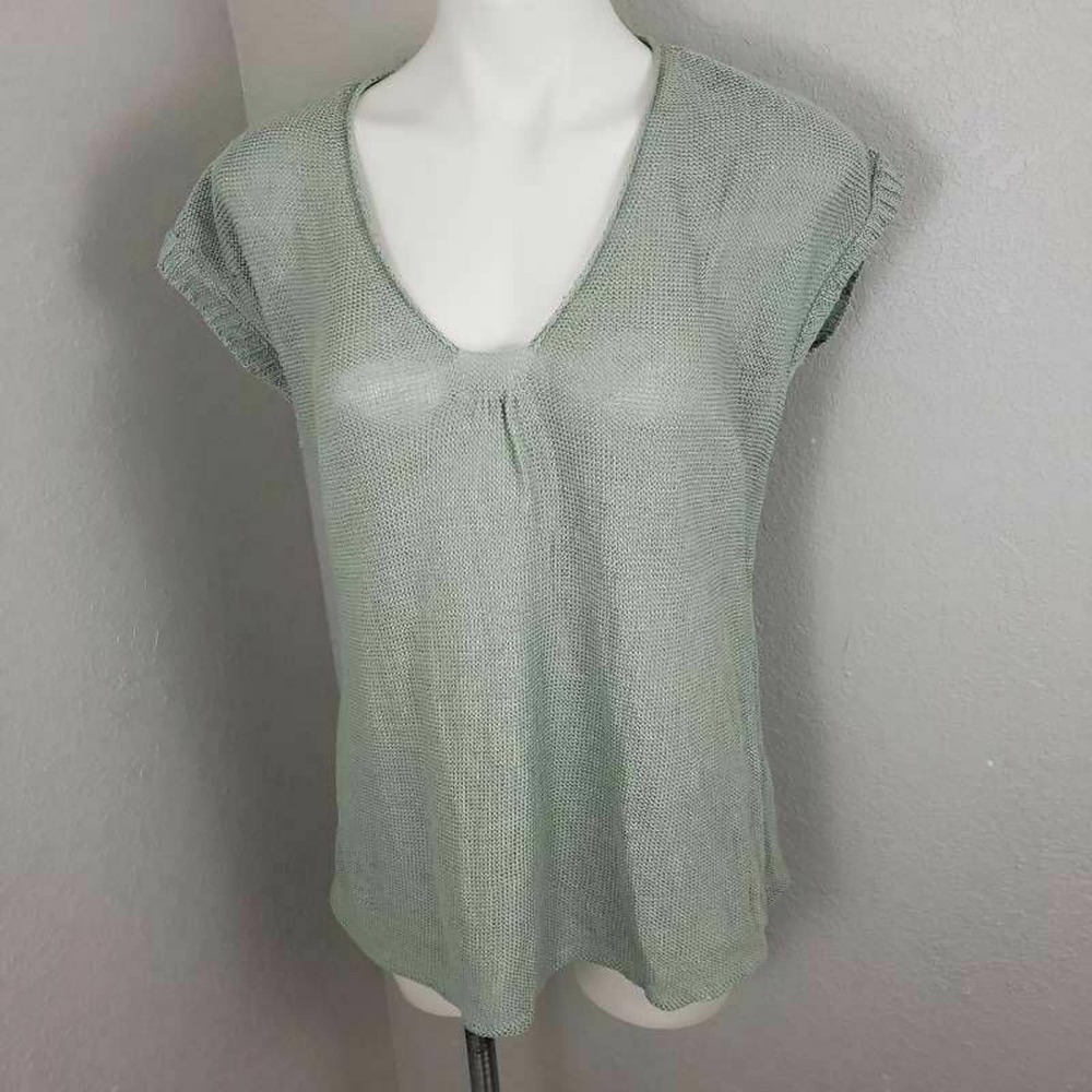 Eileen Fisher Sweater Hemp Short Sleeve top Lg